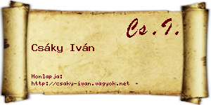 Csáky Iván névjegykártya