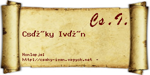 Csáky Iván névjegykártya